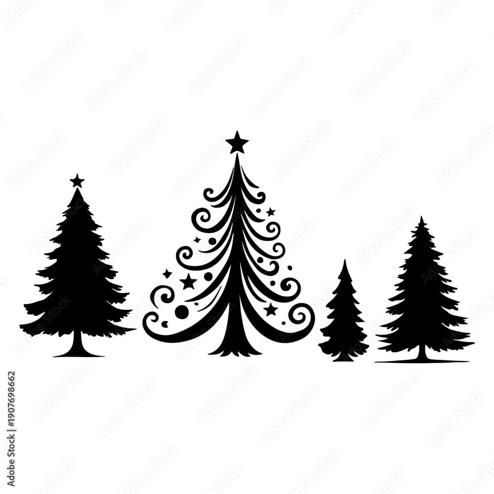 Obraz premium Christmas Forest Scene – Snowy Landscape with Cabin and Reindeer
