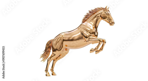 Golden Horse Sculpture Rearing Up