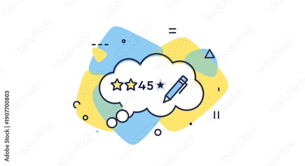 Naklejka premium This modern illustration visualizes customer ratings, reviews, and feedback systems used in digital platforms and online businesses. It represents user satisfaction, performance evaluation, and servic