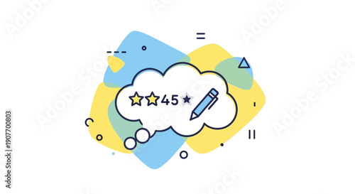 This modern illustration visualizes customer ratings, reviews, and feedback systems used in digital platforms and online businesses. It represents user satisfaction, performance evaluation, and servic