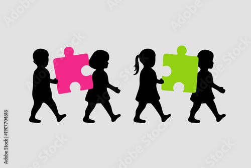 Children Holding Puzzle Pieces Diversity Symbol