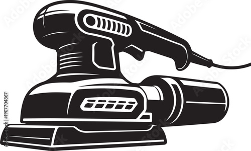 Electric orbital sander power tool silhouette illustration
