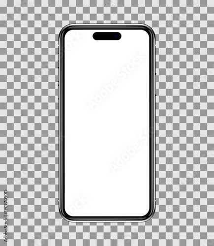 Smartphone with blank screen mockup template