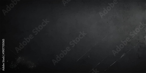 Dark grunge paper background with a vintage blackboard texture featuring subtle smoke clouds and chalk marks on a blank dirty grey wall surface design
