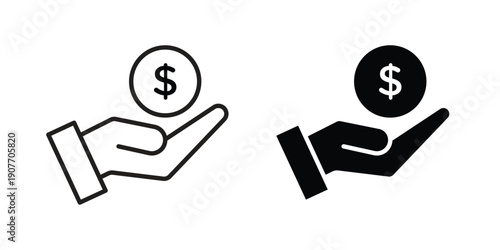 Money donation icon suitable vector symbol for graphic design, logo, web site, social media