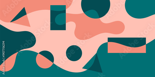 Abstract modern background with geometric shapes in pastel peach and teal colors