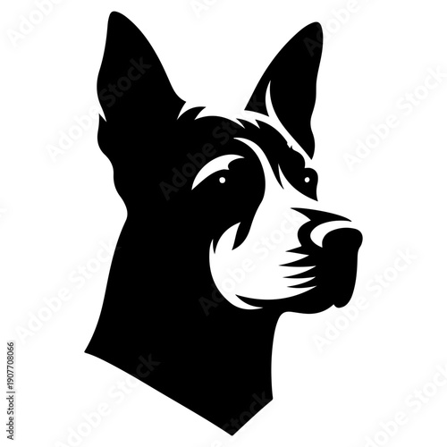 black dog head vector and white background