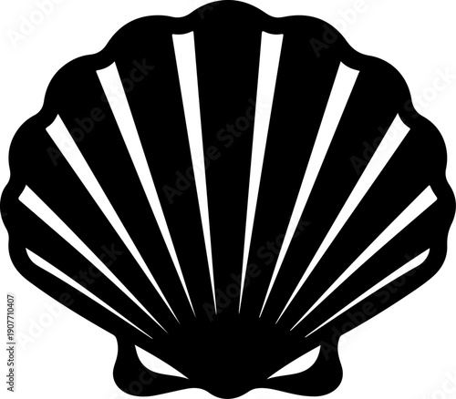 Sea shell, scallop silhouette vector illustration