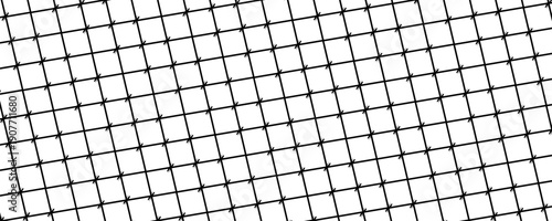 Steel wire chain link fence seamless pattern. Metal lattice with rhombus, diamond shape silhouette. vector illustration.