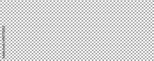Steel wire chain link fence seamless pattern. Metal lattice with rhombus, diamond shape silhouette. Grid fence background.