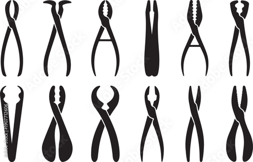 Dental surgical instruments tools set illustration