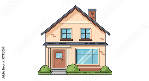 Charming cartoon house illustration with a cozy design.