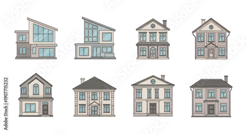 Collection of modern and classic house designs.