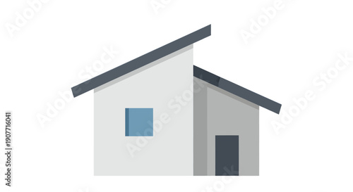 Modern Minimalist House Icon with Slanted Roofs.