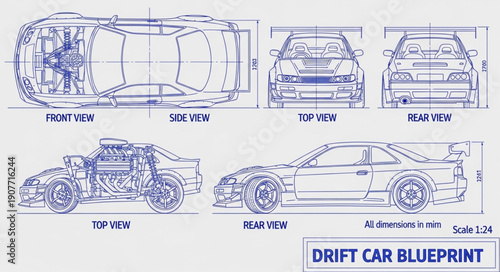 Blueprint of Drift Car Design.