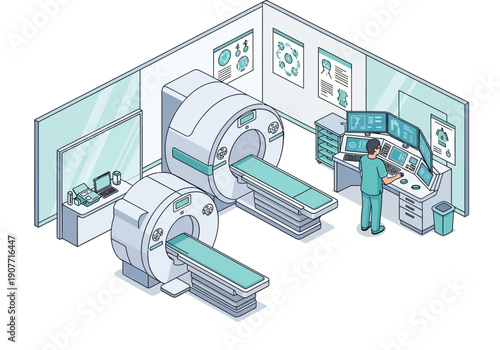 Medical Imaging Technology Advanced MRI Scanners in a Diagnostic Room