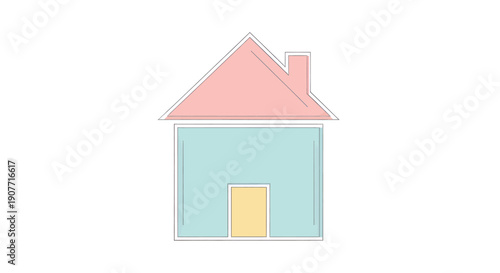 Simple House Icon with Pastel Colors.