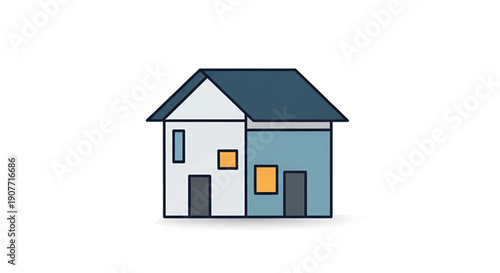 Simple House Illustration with Two-Tone Design.