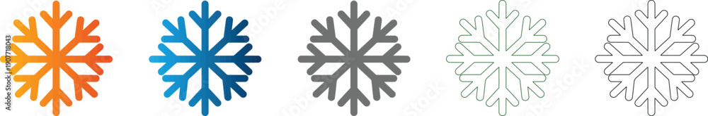 Fototapeta premium Snowflake crystal icon set vector flat design