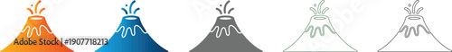 Volcano eruption icon set flat design vector illustration