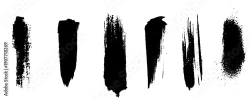 Illustration sketch grungy shape. Brush strokes vector. Set of text boxes. Paintbrush collection. Grunge design elements. Dirty texture banners. Painted rectangles and long strokes