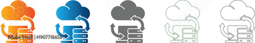 Cloud server sync icon set vector illustration