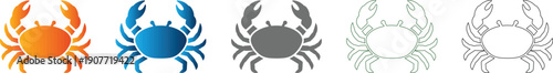 Crab simple flat icon set symbol vector illustration
