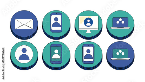 Modern communication icons for business and social media use