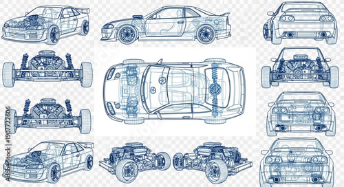 Blueprints of Various Car Models.