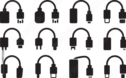 Variety of electronic cables and adapters for connectivity