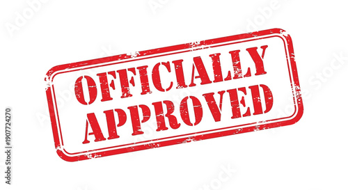 A rectangular red stamp displays the word officially approved in bold uppercase lettering suggesting validation or authorization high quality professional detailed
