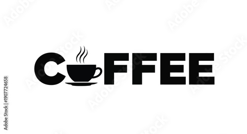 A black text logo displaying the word "COFFEE" with a steaming hot cup icon replacing the letter 'O'.