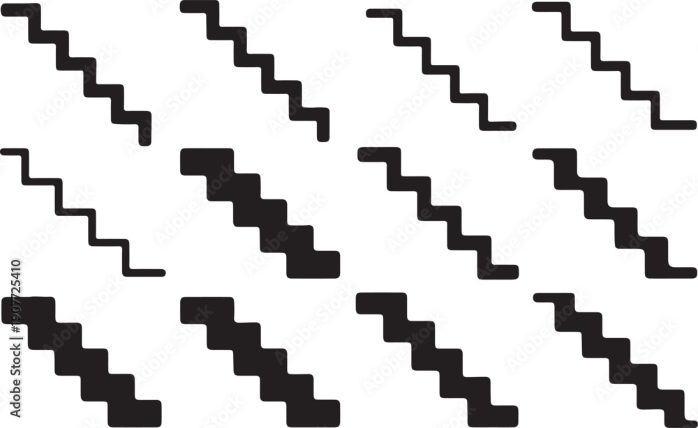 Fototapeta premium A collection of black zigzag patterns on a white background