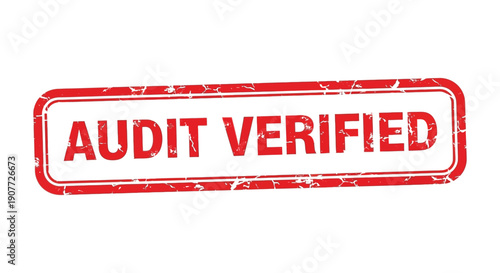 A rectangular red stamp displays the text audit verified in bold white lettering signifying a successful inspection high quality professional detailed