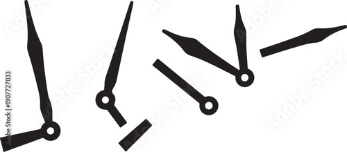 Broken clock hands scattered on white background illustration