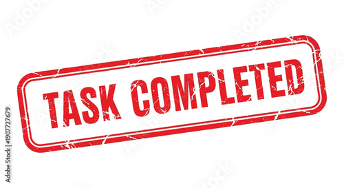 A red rectangular stamp with the word completed printed in bold uppercase letters suggesting achievement high quality professional detailed modern elegant