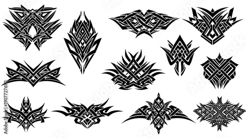 tribal tattoo designs, black graphic art, decorative ornaments
