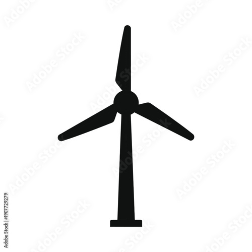 Simple black silhouette icon of a wind turbine for renewable energy and sustainable power generation concept