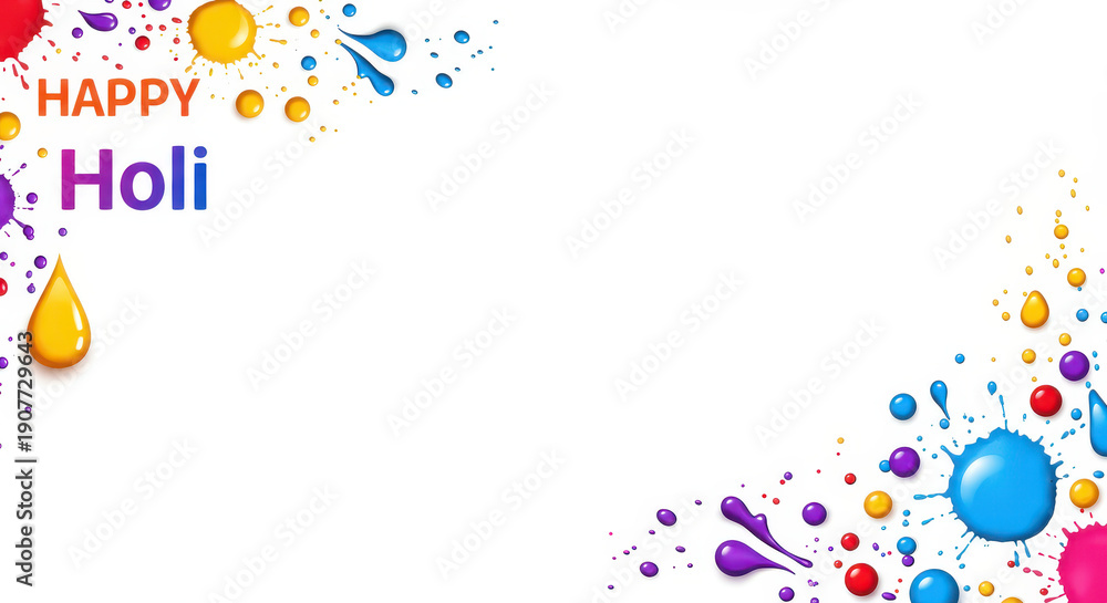 Fototapeta premium Happy Holi Wishes: A vibrant and colorful Holi greeting, with a splash of color and joyful typography, perfect for spreading festive cheer and the spirit of Holi.