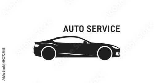 Car Auto Service Silhouette Illustration.