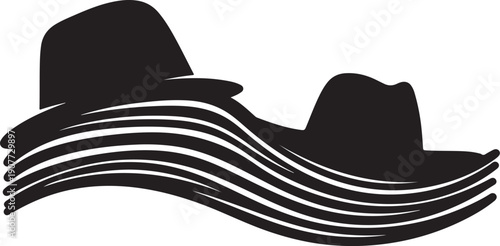 Black and White Illustration of Multiple Hats Stacked Together