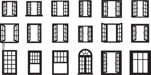 Various Window Styles and Designs in Black and White