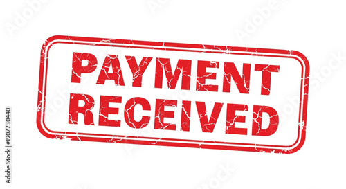A rectangular red rubber stamp displays the text payment received in bold uppercase letters indicating financial transaction confirmation high quality professional