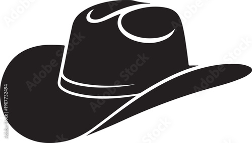 Country Western Cowboy Leather Hat, Texas Sheriff Hat silhouette