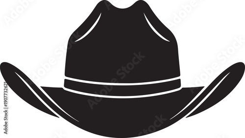 Country Western Cowboy Leather Hat, Texas Sheriff Hat silhouette