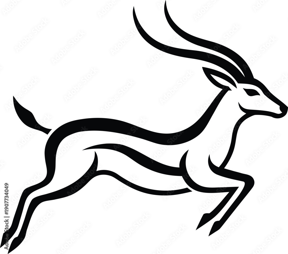 Fototapeta premium Leaping Gazelle or Antelope Silhouette