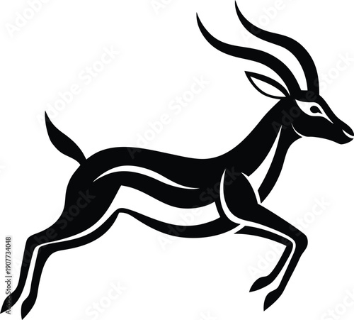 Leaping Gazelle or Antelope Silhouette