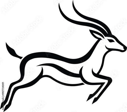 Leaping Gazelle or Antelope Silhouette