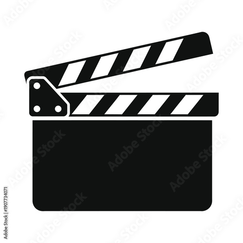 Black and white icon of a film clapperboard or slate for movie production and video recording