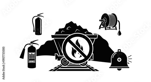 Mining Safety Equipment and Prohibited Flame Symbol.